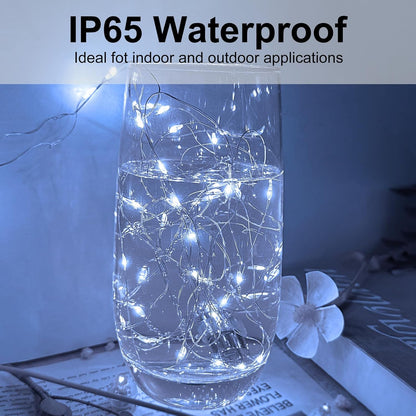 Skiennix 24 Pack LED Fairy Lights - Waterproof 7FT Silver Wire String Lights for DIY Christmas Decor