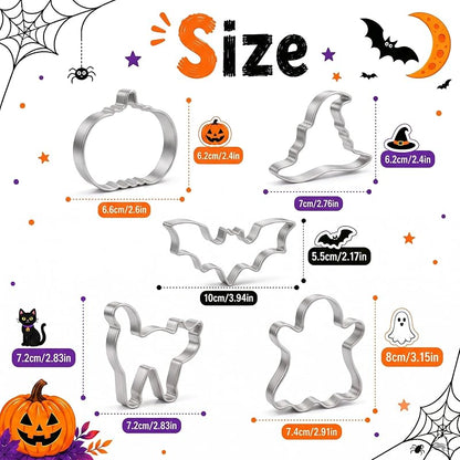 Halloween Cookie Cutters Set 5-Piece – Pumpkin, Bat, Ghost & More (Halloween medium)
