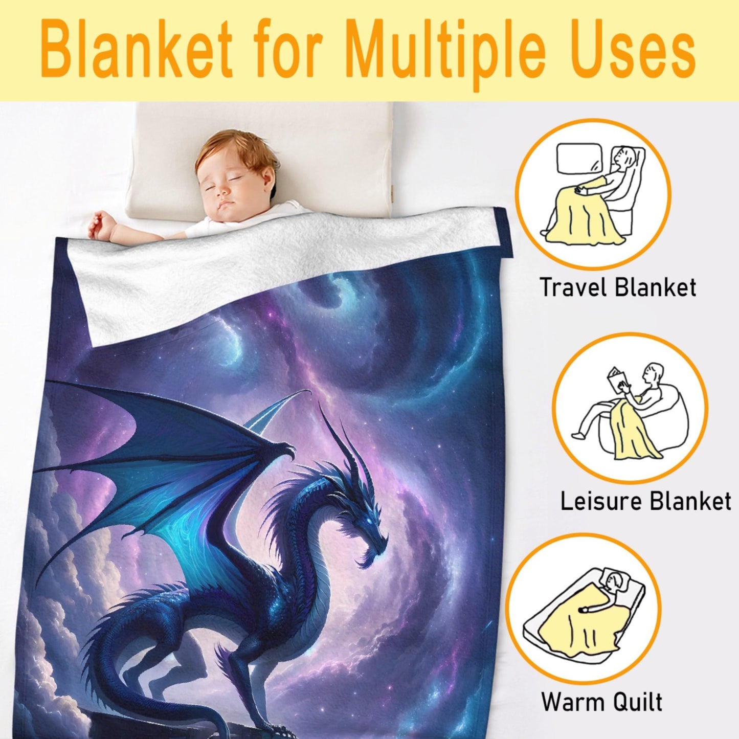 Dragon Blanket Gift for Woman Man Girls Boys Dragon Gift for Blue Dragons Lovers Soft Flannel Blanket for Living Room Sofa Couch Decor - 40"x50" for Kids/Children