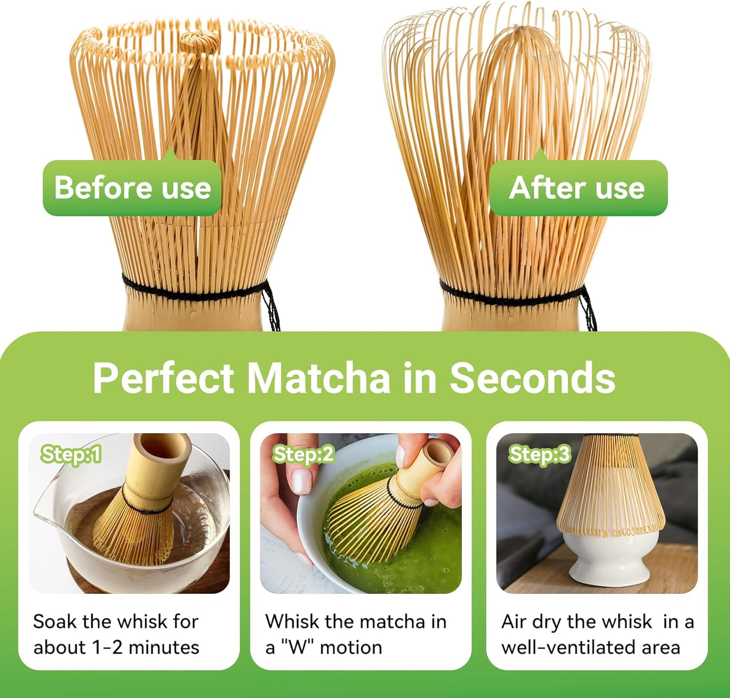Authentic Japanese Bamboo Matcha Whisk by [Brand Name] - 120 Prong Chasen Stirrer for Perfect Matcha Tea