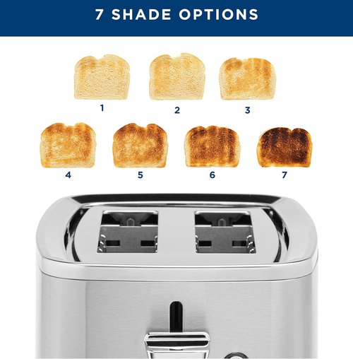 GE 2-Slice Stainless Steel Toaster - Extra Wide Slots for Bagels & Waffles | 7 Shade Settings, Removable Crumb Tray