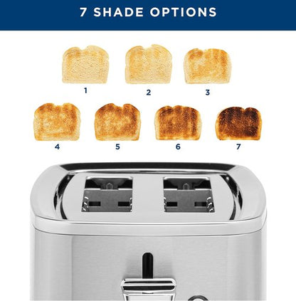 GE 2-Slice Stainless Steel Toaster - Extra Wide Slots for Bagels & Waffles | 7 Shade Settings, Removable Crumb Tray