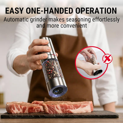 TempPro Electric Salt and Pepper Grinder Set - Rechargeable Automatic Shakers with LED | 100ml, 2-Pack