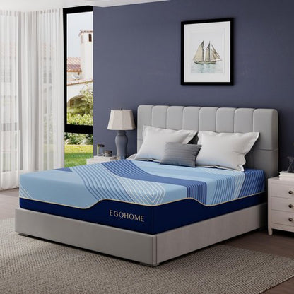 EGOHOME 14 Inch Queen Hybrid Mattress in a Box, Copper Gel Memory Foam for Cool Sleep, Fiberglass-Free, Pressure Relieving, Medium Firm, CertiPUR-US Certified, 80''L x 60''W