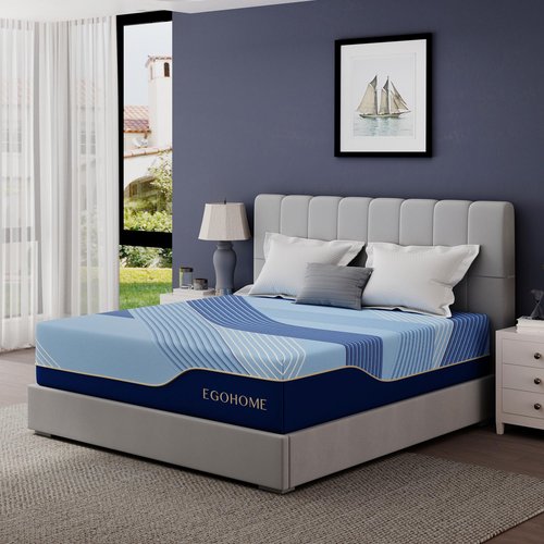 EGOHOME 14 Inch Queen Hybrid Mattress in a Box, Copper Gel Memory Foam for Cool Sleep, Fiberglass-Free, Pressure Relieving, Medium Firm, CertiPUR-US Certified, 80''L x 60''W