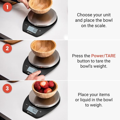 Etekcity Digital Food Scale - Accurate 0.1g Measurements for Weight Loss & Meal Prep | 11lb/5kg, Stainless Steel Black