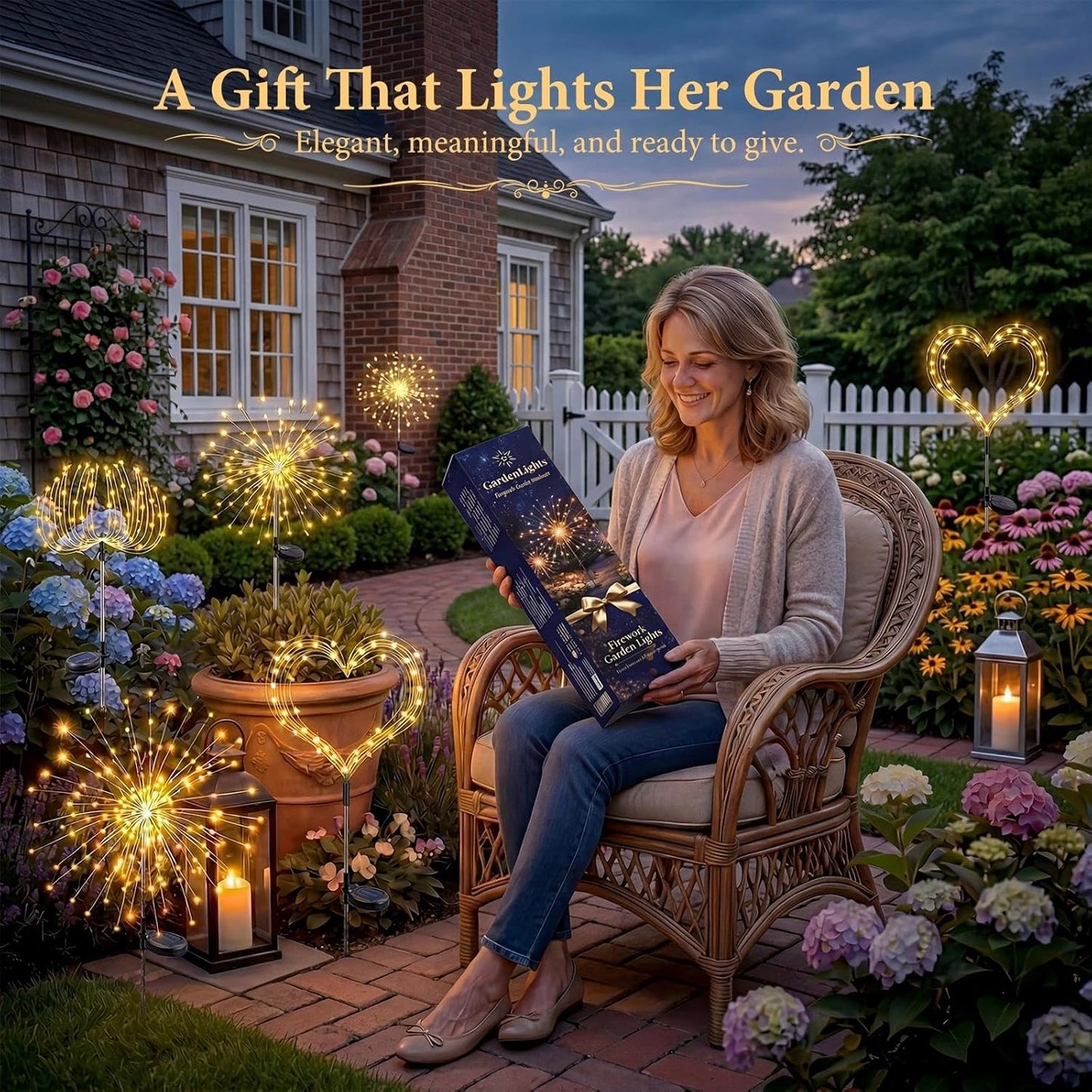 Solar Firework Lights - 120 LED Starburst Garden Lights | Waterproof Outdoor Decor - 2 Pack