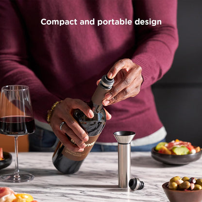 Rabbit Wine Vacuum Pump with Two Preserving Bottle Stoppers Easy-to-Use Wine Preserver Set