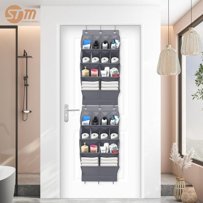 Storage Maniac Over Door Shoe Organizers - 12 Pocket Hanging Shoe Rack for Dorms & Closets | Grey