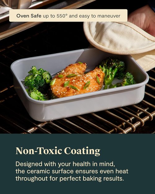 Caraway Nonstick Baking Pan Set - 2x 9" x 6.5" & 1x 9" x 13" - Non-Toxic, PTFE & PFOA Free - Durable Aluminized Steel for Casseroles & Lasagna - Marigold