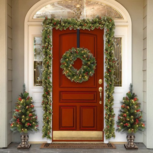HEYHOUSE Wreath Hanger - Adjustable Over The Door Hook for Easter & Christmas Decor | Supports 20 lbs, Fits 14.9-25" Wreaths