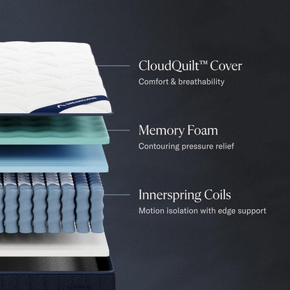 DreamCloud Classic 12" Queen Mattress - Luxury Hybrid Gel Memory Foam for Back Pain Relief | 365-Night Trial, Fiberglass Free, CertiPUR-US Certified