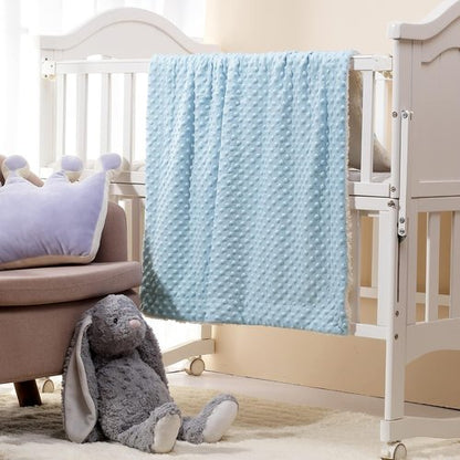 CREVENT Cozy Sherpa Baby Blanket - Soft & Warm for Infants | All-Season Use (30" x 40", Blue Dot)