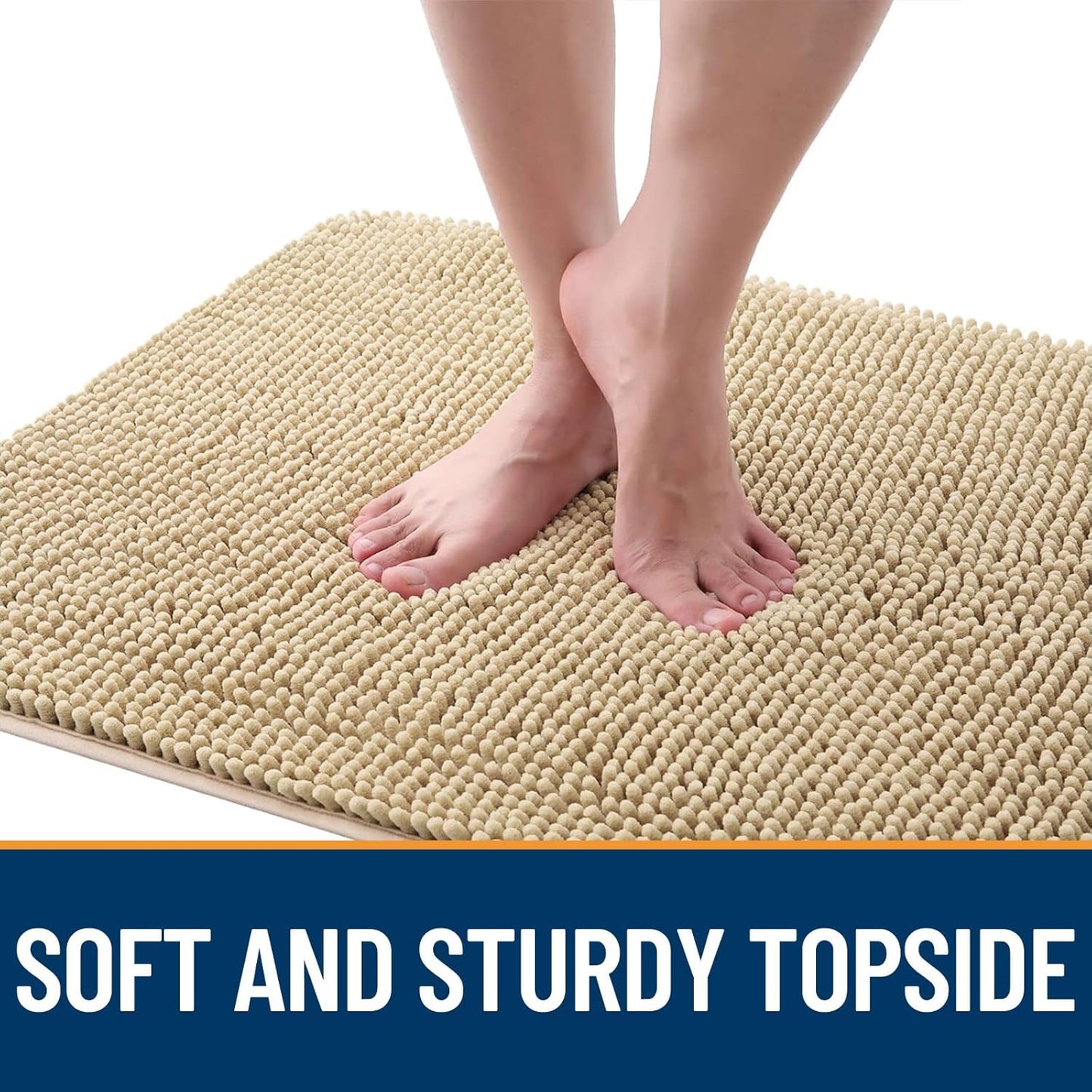 OLANLY Dog Door Mat - Absorbent Non-Slip Chenille for Muddy Paws | 59x24 Inches, Quick Dry, Beige