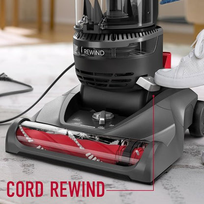Hoover Rewind Pet Upright Vacuum Cleaner - Bagless Design for Carpet & Hard Floors | Automatic Cord Rewind, Gray