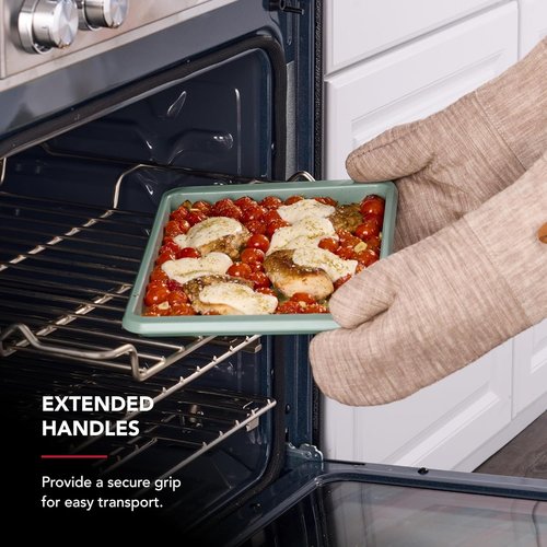 KitchenAid Baking Sheet - Nonstick Swiss Engineered Aluminized Steel, Dishwasher Safe, 9 x 13 Inch, Cardamom