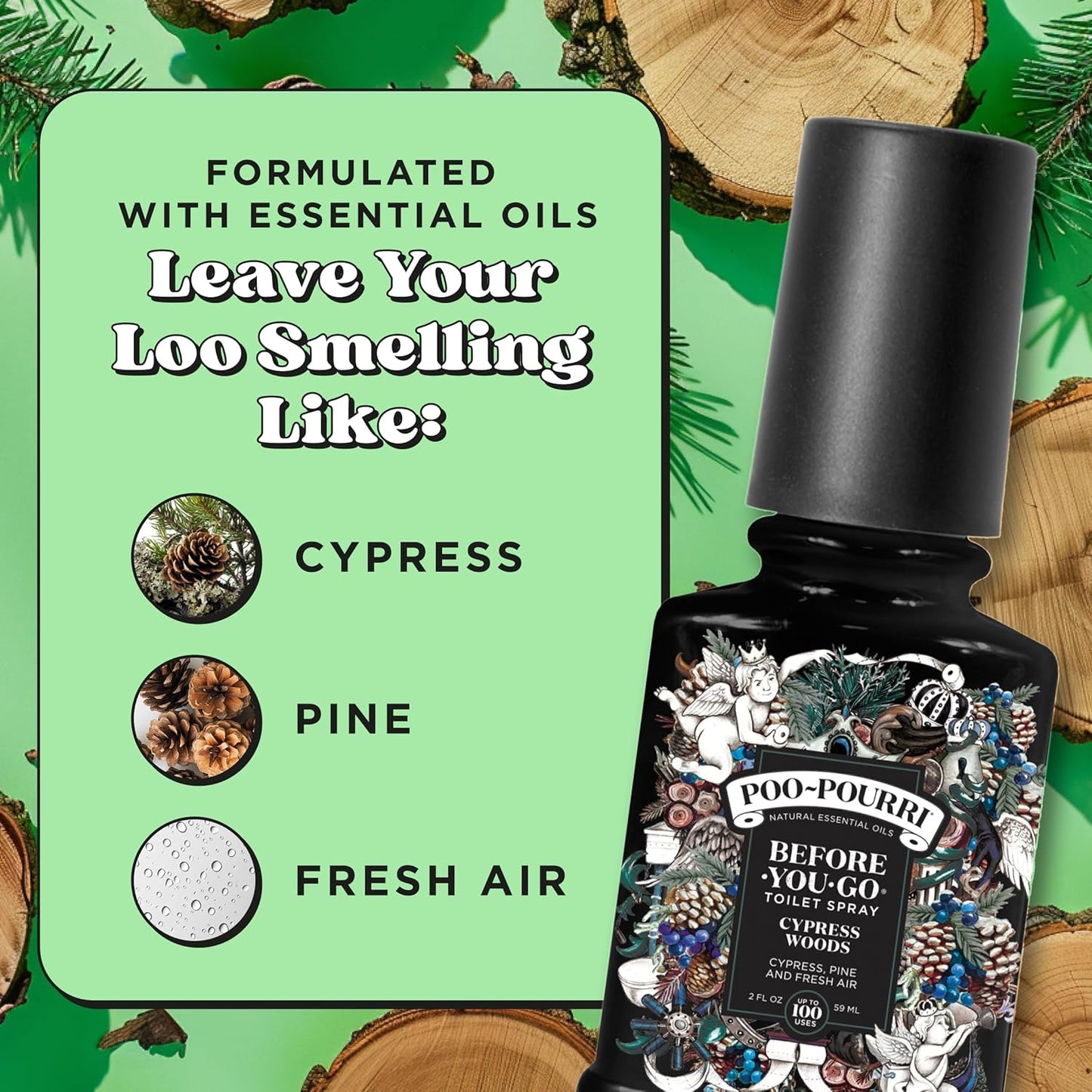 Poo-Pourri Before-You-Go Toilet Spray - Cypress Woods Scent, 2 Fl Oz | Freshen Up Your Bathroom