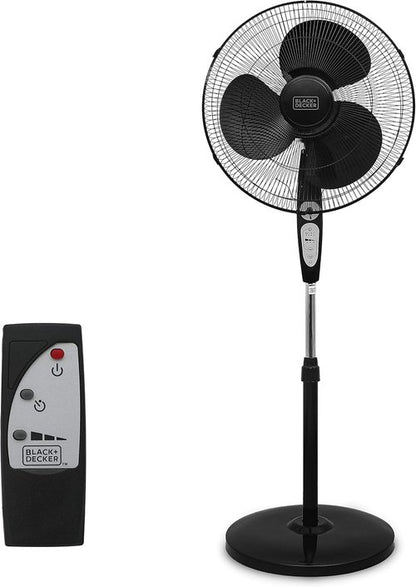 BLACK+DECKER 18-Inch Adjustable Stand Fan - Remote Control, 90-Degree Oscillation, Black
