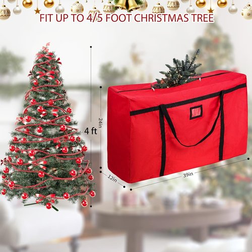 Christmas Tree Storage Bag by [Brand Name] - Heavy Duty 600D Oxford Container for 4-5 Ft Trees | Durable Zipper & Handles