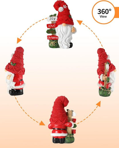 iStatue Christmas Gnome Figurine - Lighted Snowflake Sign | 9.4'' Resin Holiday Decor Gift
