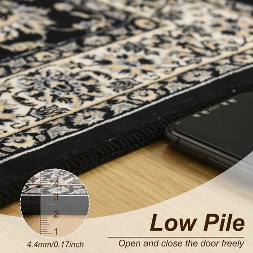 XWZO Runner Rug 2x6ft, Washable Hallway Runner with Non-Slip Backing, Spill Stain Resistant Floor Mat for Entryway Corridor Bedroom Kitchen Farmhouse, Soft Low-Pile Area Carpet, Black