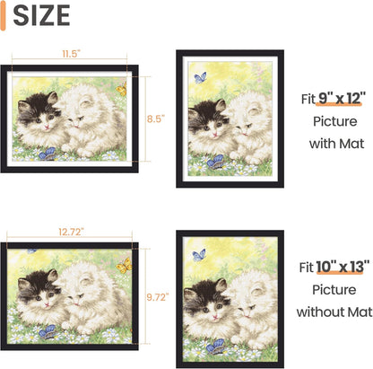 Upsimples 10x13 Picture Frame - Versatile Wall Hanging for 9x12 Photos with Mat, Black, 1 Pack