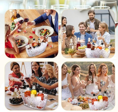 4 Pcs Ice Bucket for Parties Clear Bar Supplies 5.5 Liter Acrylic Champagne Bucket with 4 Ice Scoop Wine Tub for Champagne Beer Beverage Sparkling Cocktails