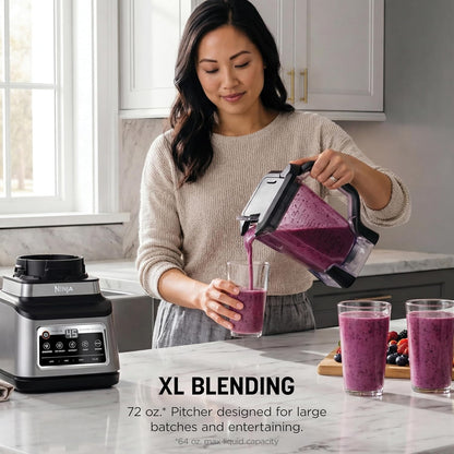 Ninja BN801 Professional Plus Kitchen System - 1400W Blender & Food Processor with Auto IQ | 72oz Pitcher, 64oz Bowl, 2 To-Go Cups, Grey