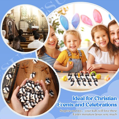 Bememo 100 Pcs Little Jesus Figures - Original Design Pocket Rubber Toys for Easter Gifts & Parties