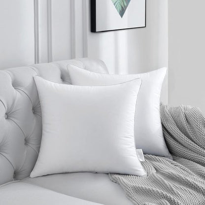 FAVRIQ 20 x 20 Pillow Inserts - Set of 2 Decorative Throw Pillows with 100% Cotton Cover - White