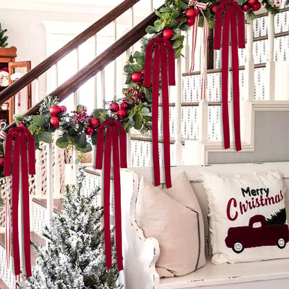 Ouddy Life 28 Pcs Red Velvet Bows - Elegant Christmas Tree Decorations & Ornaments for Holiday Decor