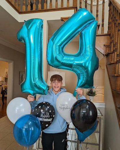 Light Blue Number 0 Balloon - 40 Inch Birthday Decoration for Milestone Celebrations