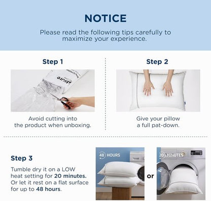 Bedsure Queen Pillows - Luxury Firm Sleeping Pillows with Diamond Design Cover | Set of 2, Fluffy Down Alternative Filling