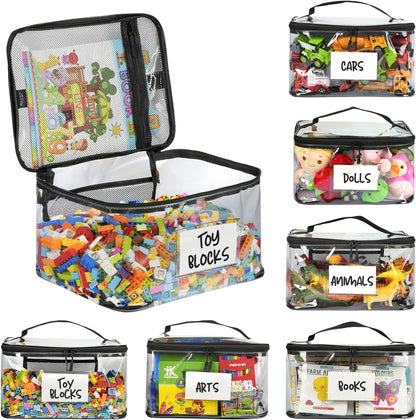 Skiennix Extra Large Toy Storage Bags - 6-Pack Reusable Clear TPU Waterproof Organizers for Kids' Toys, Games & More