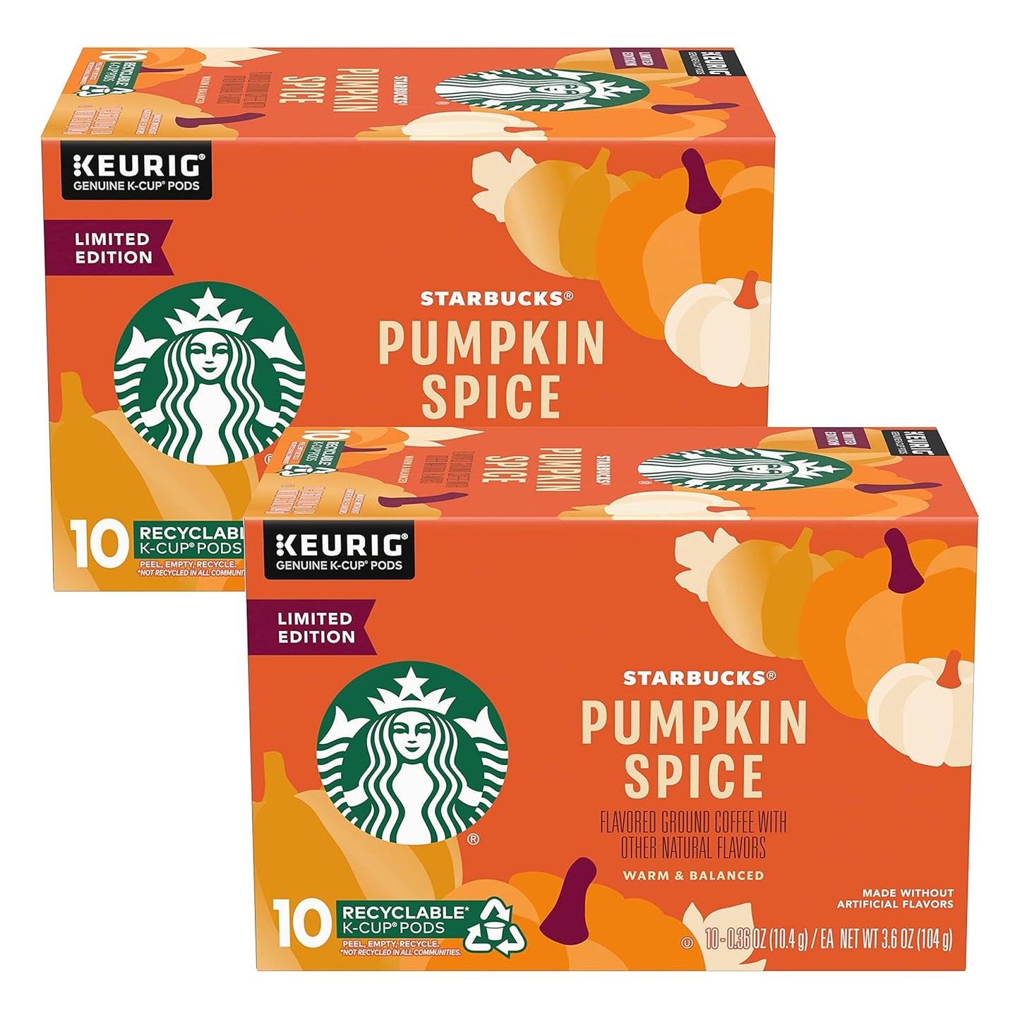 Starbucks Limited Edition Pumpkin Spice Flavored Coffee K-Cups - 10 Count (Pack of 2)