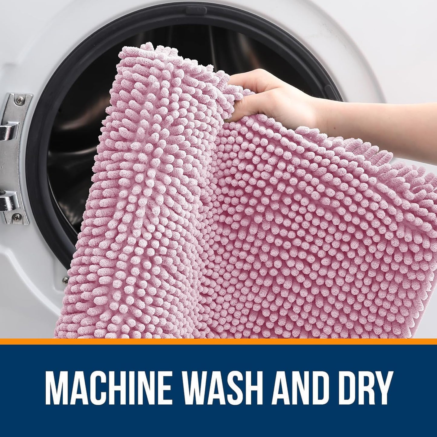 OLANLY Large Bathroom Rugs - Extra Soft Chenille Bath Mats | Quick Dry, Machine Washable, Dusty Rose 40x24