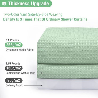 Dynamene Extra Long Shower Curtain - 96 Inch Long Waffle Weave Weighted Thick Cloth Bathroom Shower Curtain, Neutral Heavy Duty Hotel Bath Curtain Set with 12 Plastic Hooks,72x96, Mint Green