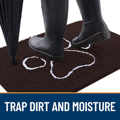 OLANLY Dog Door Mat - Absorbent Non-Slip Mud Mat for Paws | 70x24 Inch, Quick Dry Chenille, Brown