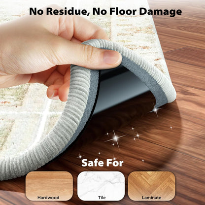 PHIXBEAR Rug Tape - 16 Pcs Reusable & Washable Anti-Slip Pads for Hardwood Floors | Residue-Free, Keeps Rugs Flat