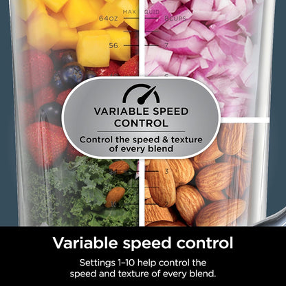 Ninja Blender & Food Processor - All-in-One Kitchen Appliance for Smoothies & Food | 72 oz. Pitcher & (2) 24 oz. To-Go Cups | 1800 Watt | Black | TB301
