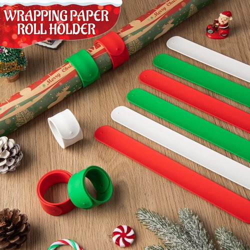 LBSXQGS Holiday Wrapping Paper Holder - 24Pcs Red, White & Green Storage Solution for Christmas Gifts