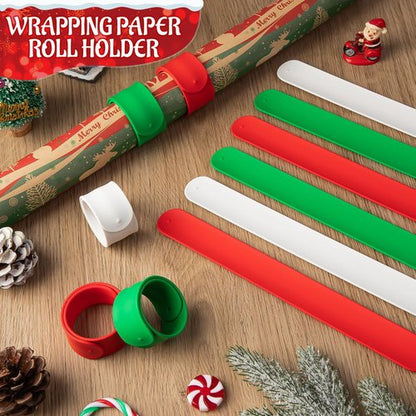 LBSXQGS Holiday Wrapping Paper Holder - 24Pcs Red, White & Green Storage Solution for Christmas Gifts