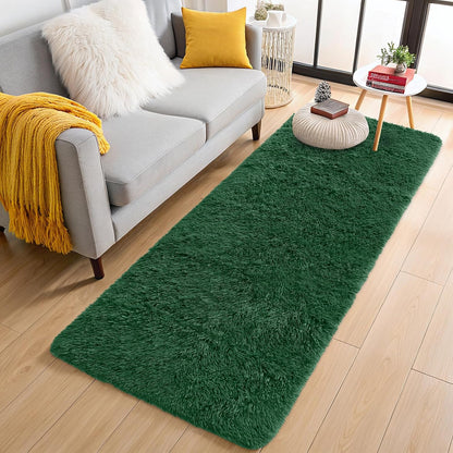 OLANLY Runner Rugs - Soft, Machine Washable Shaggy Carpet for Hallways & Bedrooms | Dark Green, 2x5 ft