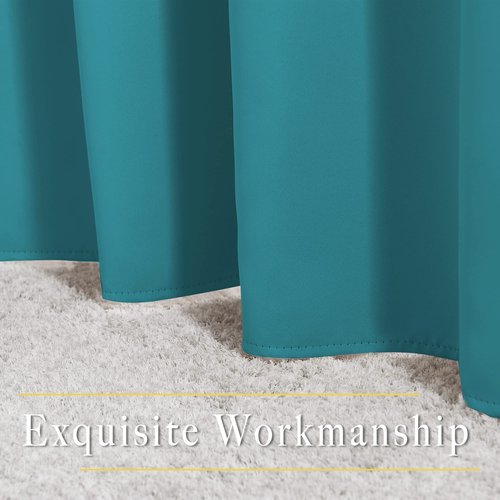 NICETOWN Blackout Room Divider Curtains 118 inches Long 2 Panels, Grommet Sliding Door Curtains Solid Window Treatments Sound Reducing for Living Room, W66 x L118, Peacock Teal