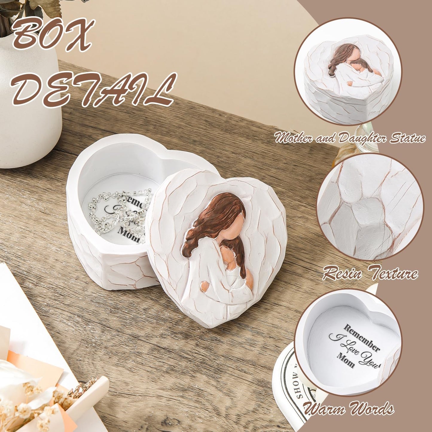 Mom and Daughter Figurine Keepsake Box - Hand-Painted 3D Jewelry & Trinket Storage | Perfect Gift for Mother's Day & Birthdays