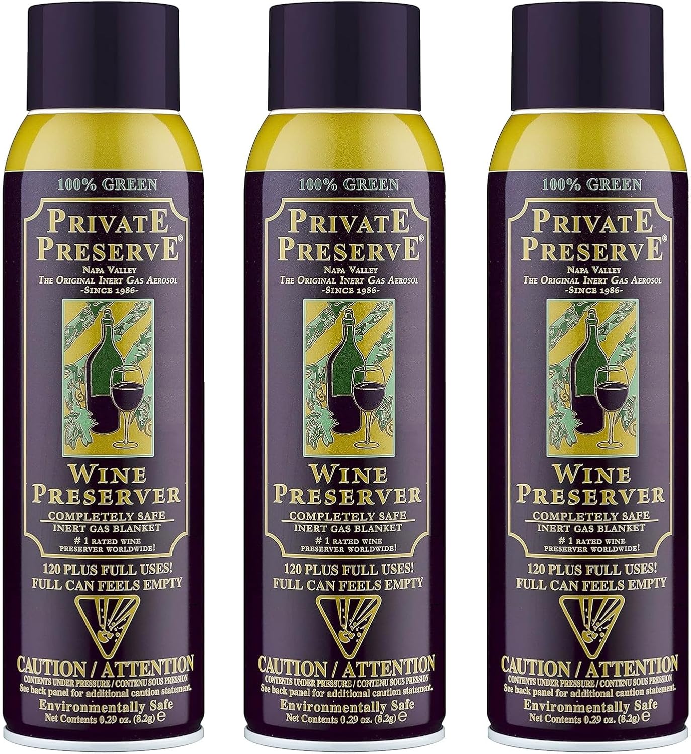 Wine Preservation System | 100% Green Gas Based | Suitable For All Wine, Port, Sake, Cognac, Whiskey, Fine Oil & Vinegar (Pack of 3)