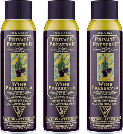 Wine Preservation System | 100% Green Gas Based | Suitable For All Wine, Port, Sake, Cognac, Whiskey, Fine Oil & Vinegar (Pack of 3)