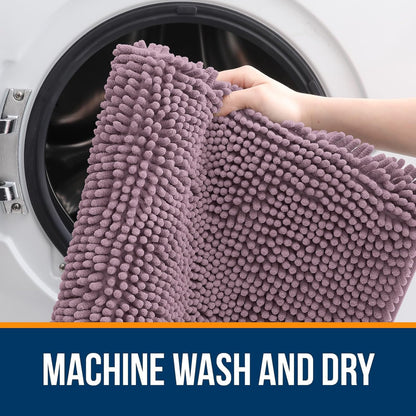 OLANLY Large Bath Rugs - Extra Soft Chenille | Quick Dry, Machine Washable, 50x30, Deep Plum