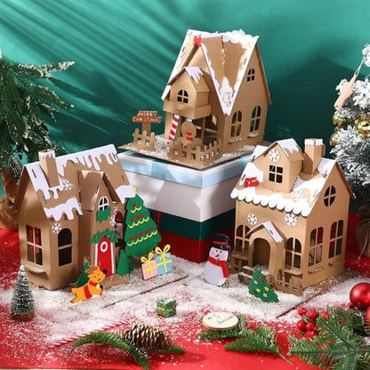 Lineshading Christmas Gingerbread House Kit - 3D Unfinished Cardboard Craft for Holiday Fun