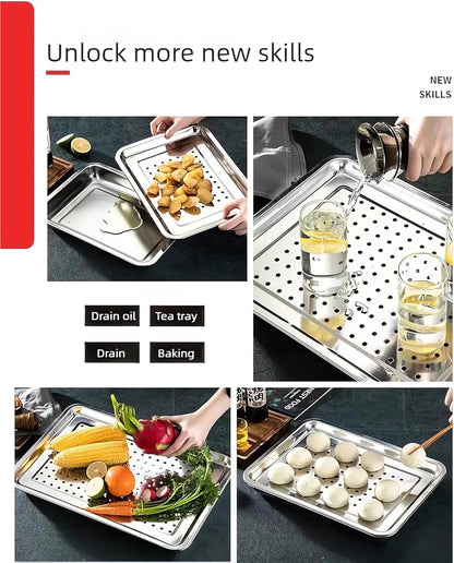 Regine Switzerland Extra Large 304 Stainless Steel Baking Pan Set - 2-Pack, Non-Toxic Bakeware, 1 Solid & 1 Perforated